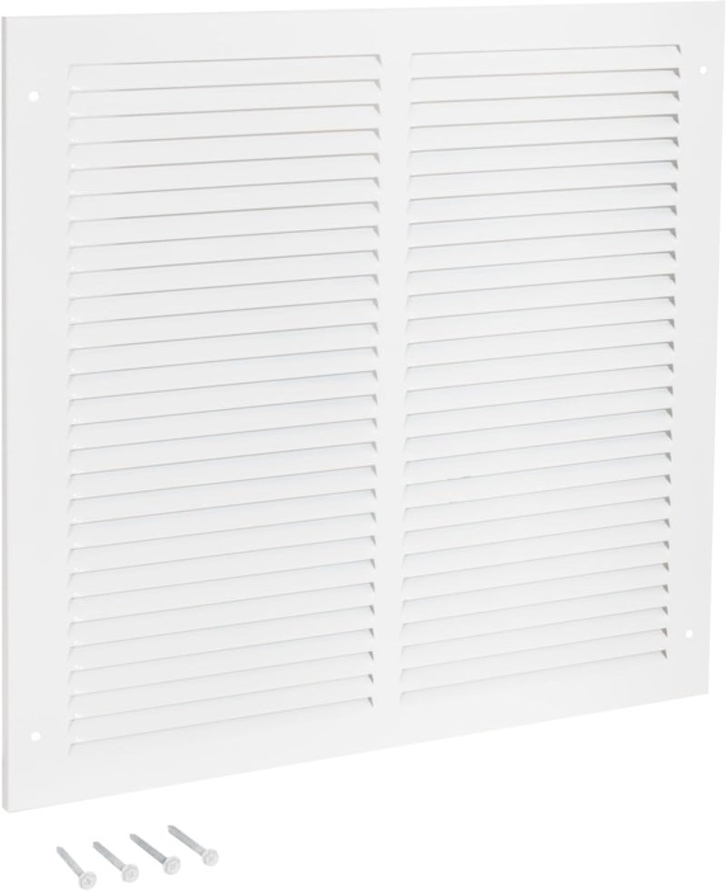 EZFLO 12 x 12 Inch (Duct Opening) Return Air Vent Cover for Wall or Ceiling, Solid Steel Return Air Grille, HVAC Vent Cover, White, 61627 - Image 1